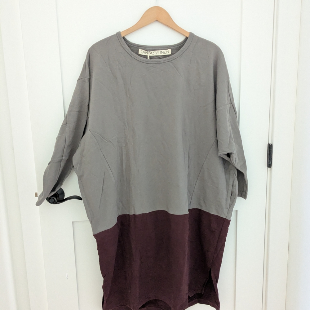 Gray and Brown Oversized Tunic